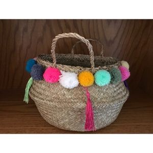 Pompom Woven Bag/Basket